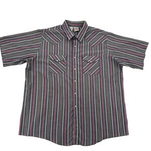 Western Frontier 2XL Striped Short Sleeve Western Rodeo Cowboy Pearl Snap Shirt